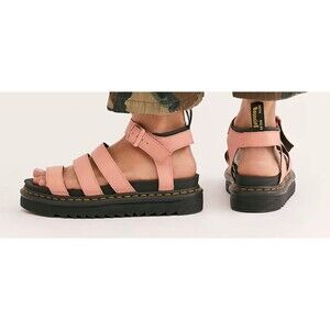 Dr Martens Womens Size 9 Blaire Peach Beige Leather Open Toe Platform Sandals